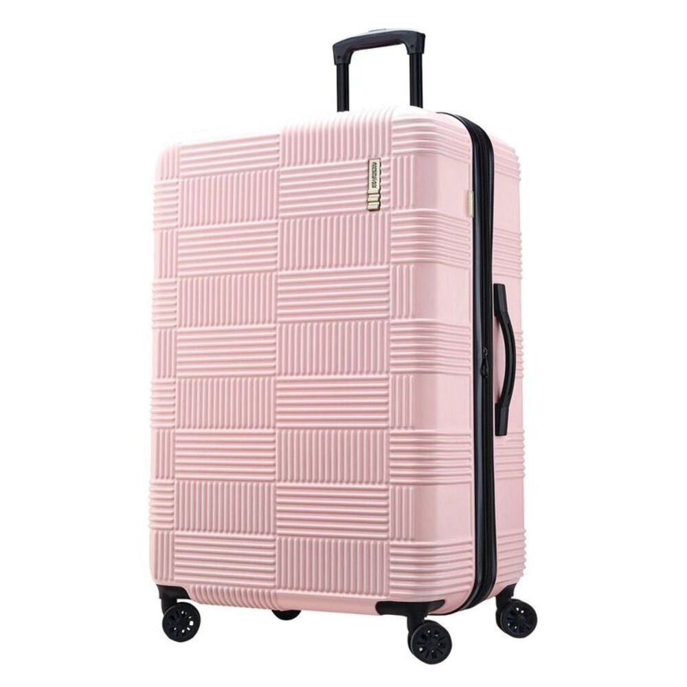 NXT Hardside Large Checked Spinner Suitcase - Pink ABS Material